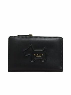 Radley London Black Scottie & Gold Embossed Leather Snap Wallet - NWOT